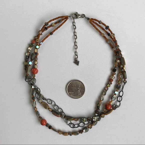 Silpada 925 Red Sponge Coral& Abalone Necklace - Picture 6 of 7